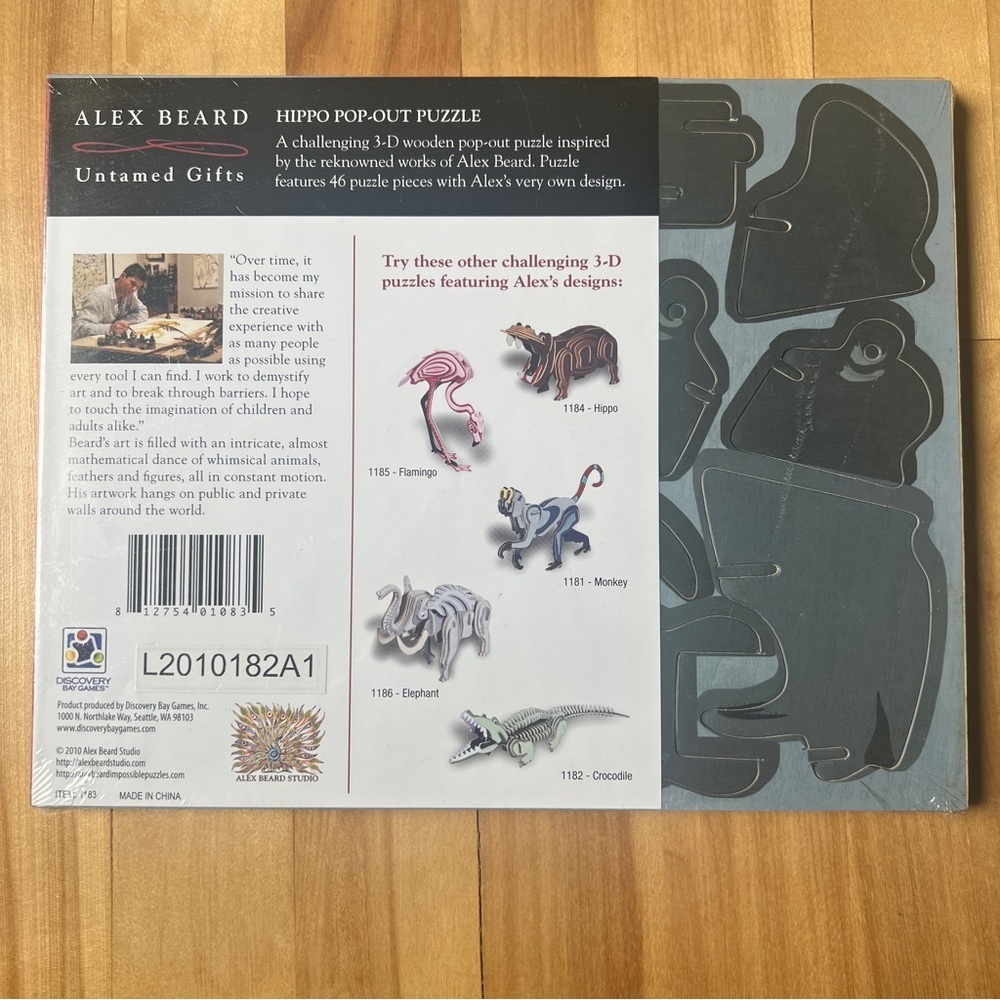 Alex Beard Wooden Pop-Out 46-piece 3D Puzzles Elephant and Rhino New - Picture 5 of 6